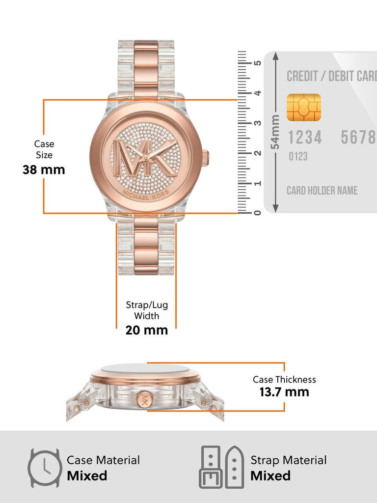Michael Kors Runway Analog Crystals Rose Gold Dial Two Tone Steel Strap Watch for Women - MK7355 Buy Now By Michael Kors