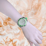 Michael Kors Everest Three Hand Crystals Silver Dial Green Silicone Strap Watch For Women - MK7360 Buy Now By Michael Kors