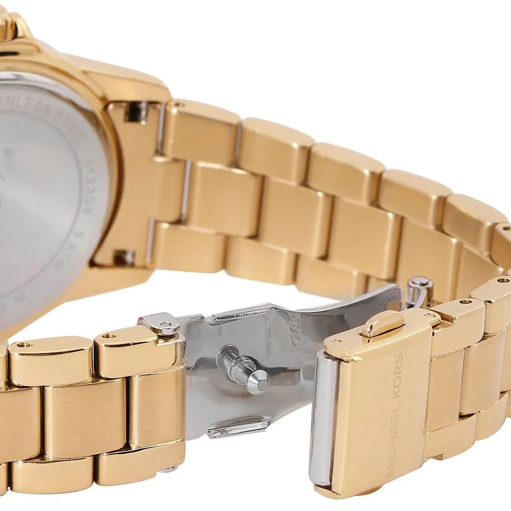 Michael Kors Everest Three-Hand Mother of Pearl White Dial Gold Steel Strap Watch For Women - MK7363 Buy Now By Michael Kors