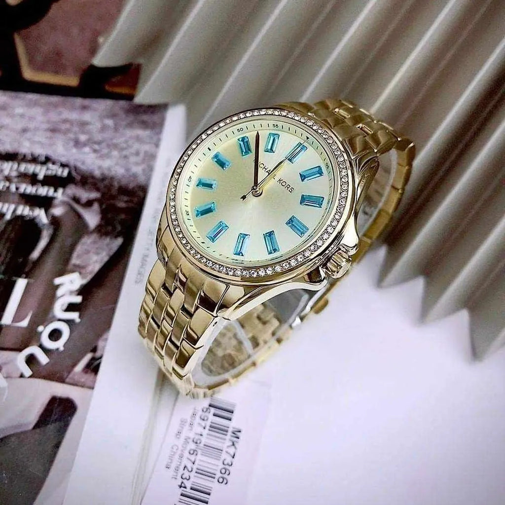 Michael Kors Mini Pilot Quartz Gold Dial Gold Steel Strap Watch For Women - MK7366 Buy Now By Michael Kors