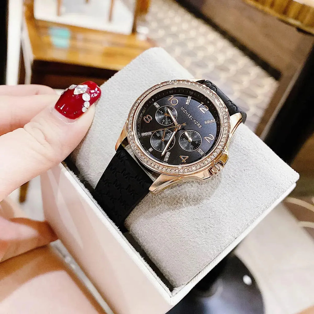 Michael Kors Mini Pilot Black Dial Black Silicone Strap Watch For Women - MK7373 Buy Now By Michael Kors