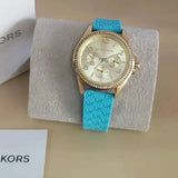 Michael Kors Mini Pilot Quartz Gold Dial Blue Silicone Strap Watch For Women - MK7374 Buy Now By Michael Kors