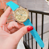 Michael Kors Mini Pilot Quartz Gold Dial Blue Silicone Strap Watch For Women - MK7374 Buy Now By Michael Kors