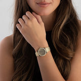 Michael Kors Lennox Three Hand Black Dial Gold Steel Strap Watch For Women - MK7394 Buy Now By Michael Kors