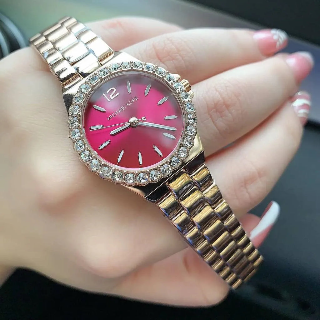 Michael Kors Lennox Analog Pink Dial Rose Gold Steel Strap Watch For Women - MK7396 Buy Now By Michael Kors
