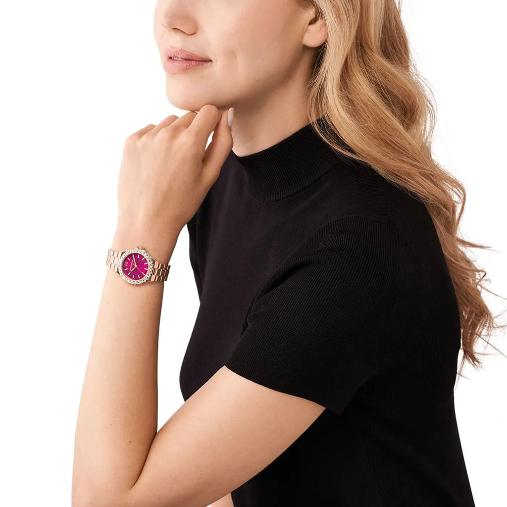 Michael Kors Lennox Analog Pink Dial Rose Gold Steel Strap Watch For Women - MK7396 Buy Now By Michael Kors