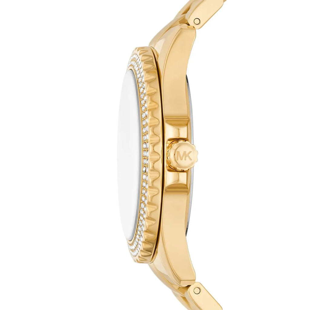 Michael Kors Everest Three Hand Mother of Pearl White Dial Gold Steel Strap Watch For Women - MK7401 Buy Now By Michael Kors