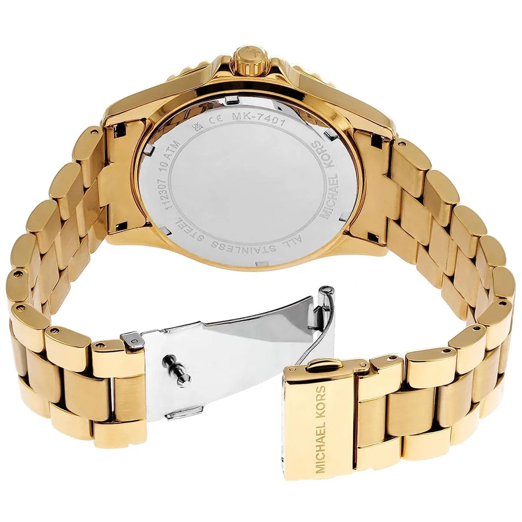 Michael Kors Everest Three Hand Mother of Pearl White Dial Gold Steel Strap Watch For Women - MK7401 Buy Now By Michael Kors