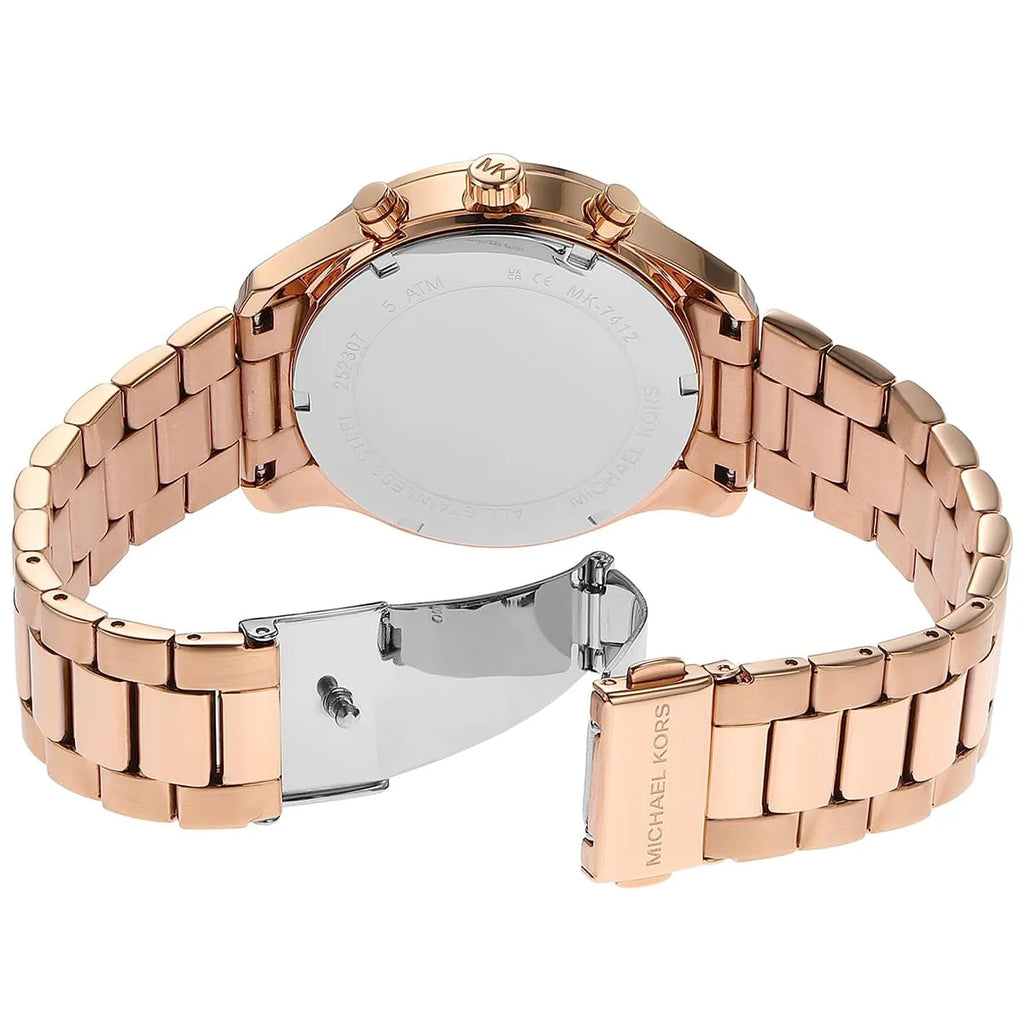 Michael Kors Berkley Chronograph Green Dial Rose Gold Steel Strap Watch For Women - MK7412 Buy Now By Michael Kors