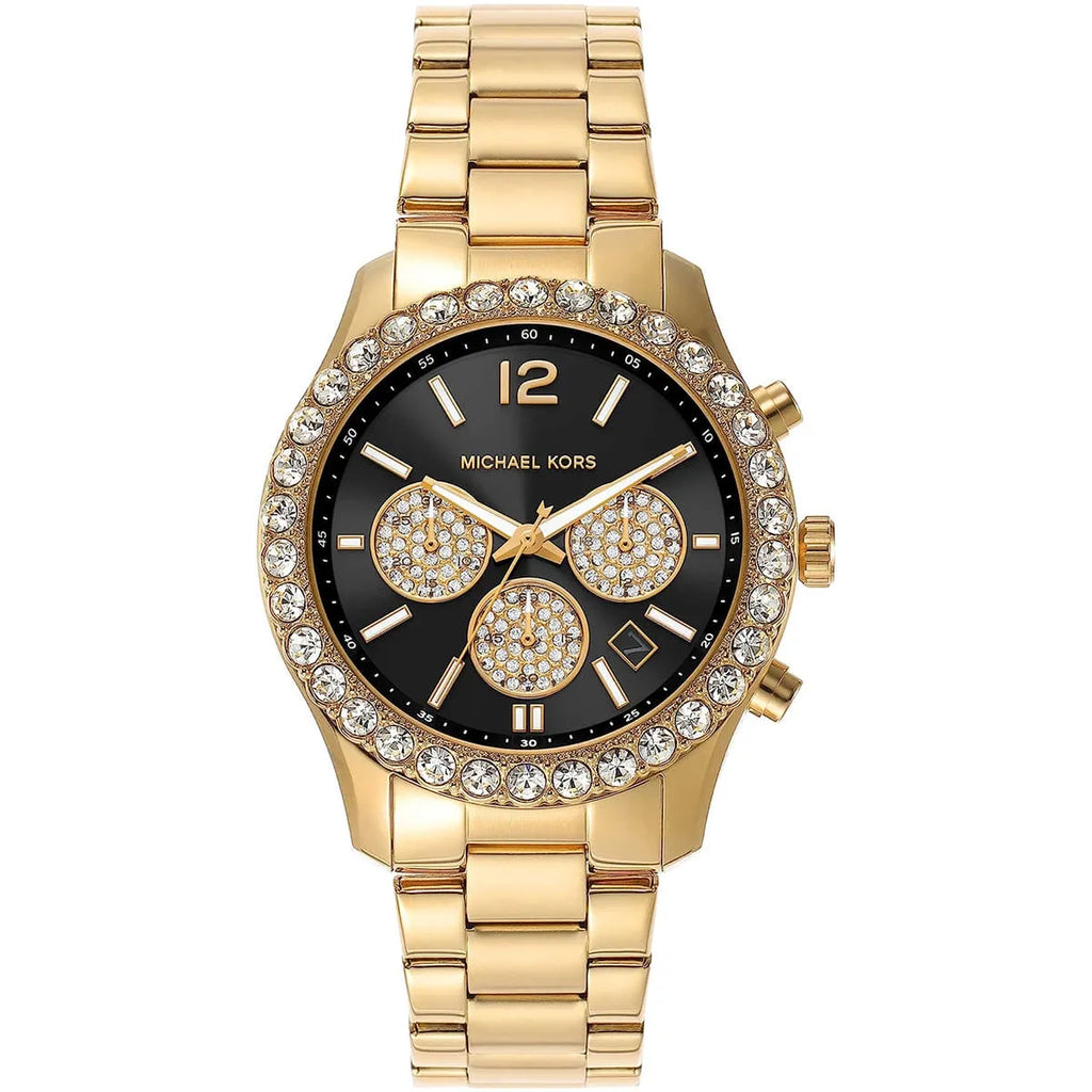 Michael Kors Berkley Chronograph Black Dial Gold Steel Strap Watch For Women - MK7414 Buy Now By Michael Kors