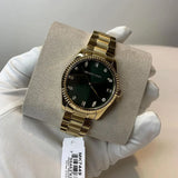 Michael Kors Lexington Three Hand Green Dial Gold Steel Strap Watch For Women - MK7449 Buy Now By Michael Kors