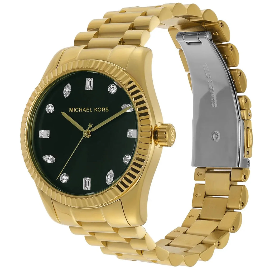 Michael Kors Lexington Three Hand Green Dial Gold Steel Strap Watch For Women - MK7449 Buy Now By Michael Kors