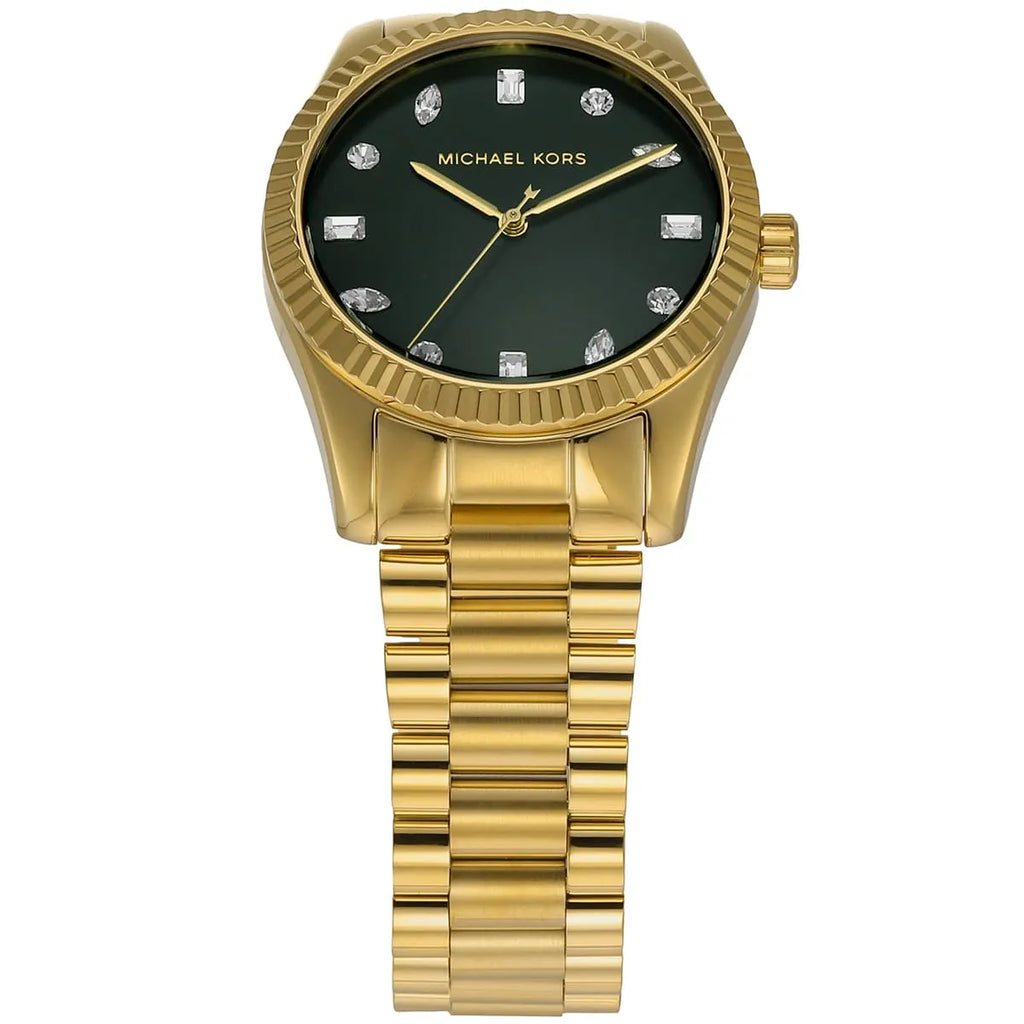 Michael Kors Lexington Three Hand Green Dial Gold Steel Strap Watch For Women - MK7449 Buy Now By Michael Kors