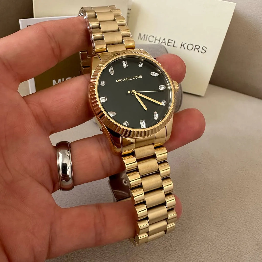 Michael Kors Lexington Three Hand Green Dial Gold Steel Strap Watch For Women - MK7449 Buy Now By Michael Kors