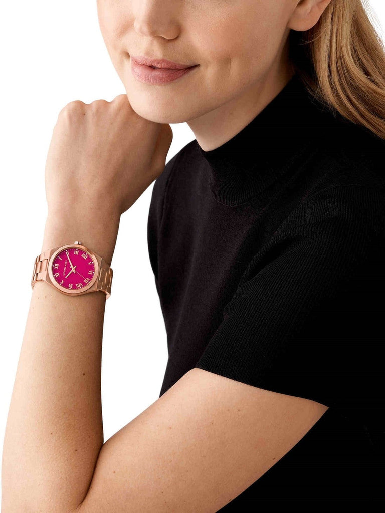 Michael Kors Lennox Analog Pink Dial Rose Gold Steel Strap Watch for Women - MK7462 Buy Now By Michael Kors