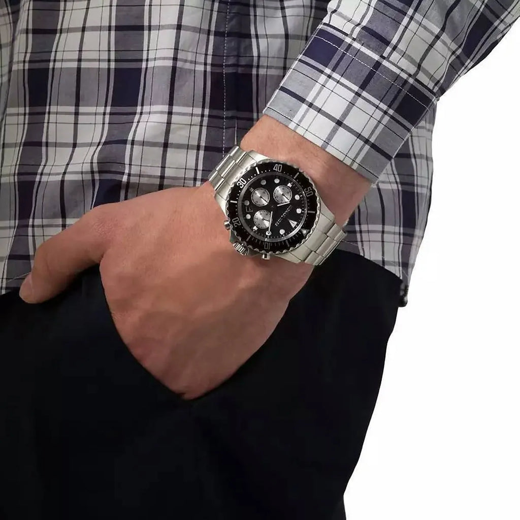 Michael Kors Everest Chronograph Black Dial Silver Steel Strap Watch For Men - MK8256 Buy Now By Michael Kors