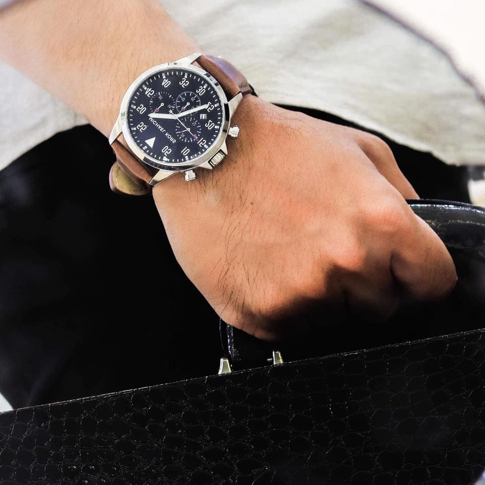 Michael Kors Gage Chronograph Blue Dial Brown Leather Strap Watch For Men - MK8362 Buy Now By Michael Kors