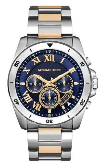 Michael Kors Brecken Chronograph Blue Dial Two Tone Steel Strap Watch For Men - MK8437 Buy Now By Michael Kors