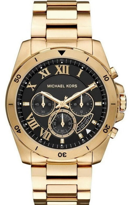Michael Kors Brecken Chronograph Quartz Black Dial Gold Steel Strap Watch For Men - MK8481 Buy Now By Michael Kors