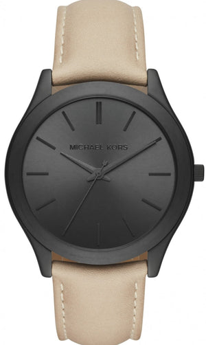 Michael Kors Slim Runway Black Dial Beige Leather Strap Watch For Men - MK8510 Buy Now By Michael Kors