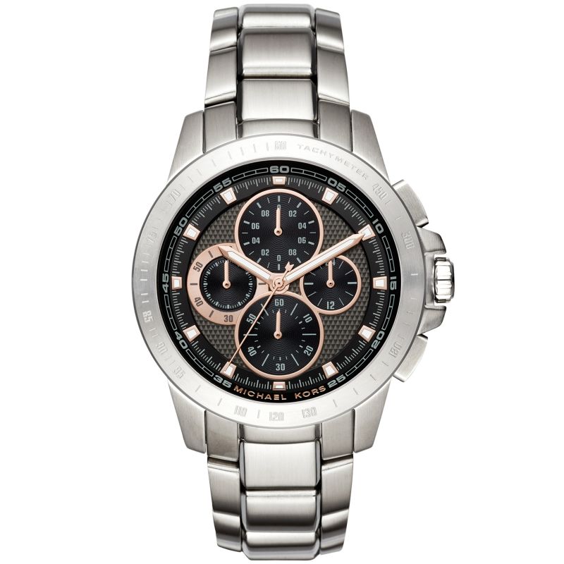Michael Kors Ryker Chronograph Black Dial Silver Steel Strap Watch For Men - MK8528 Buy Now By Michael Kors