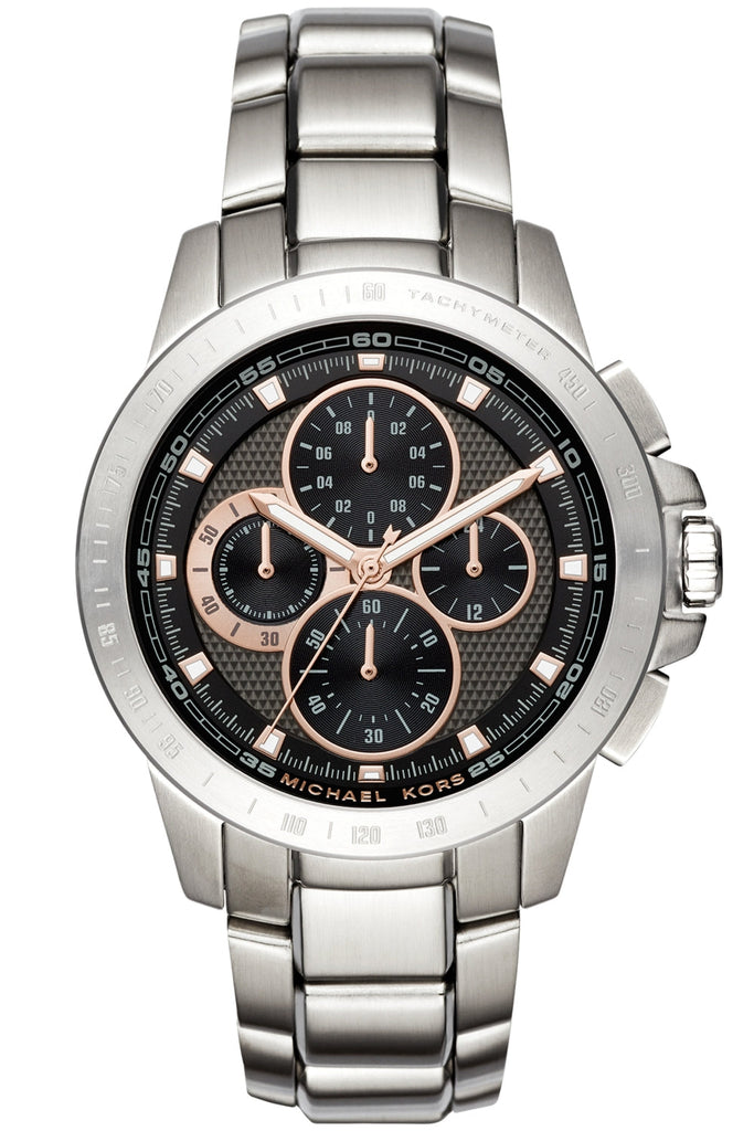 Michael Kors Ryker Chronograph Black Dial Silver Steel Strap Watch For Men - MK8528 Buy Now By Michael Kors