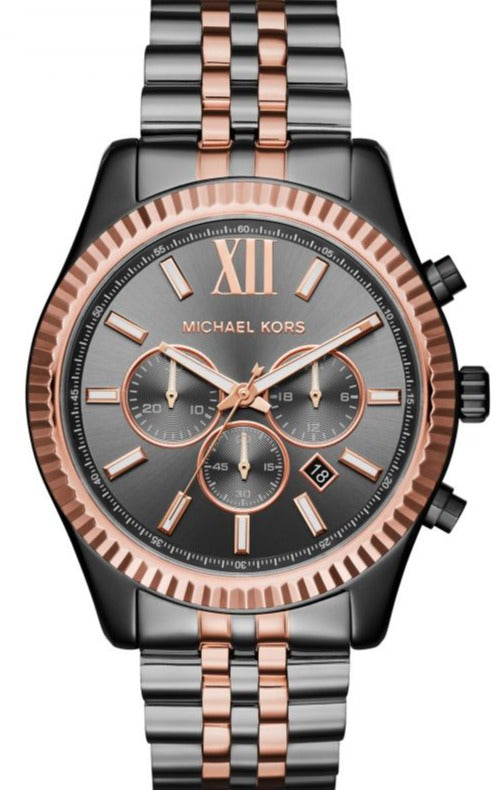 Michael Kors Lexington Chronograph Black Dial Two Tone Steel Strap Watch for Men - MK8561 Buy Now By Michael Kors