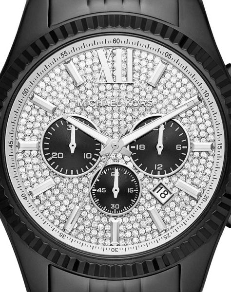 Michael Kors Lexington Chronograph Crystals Silver Dial Black Steel Strap Watch for Men - MK8605 Buy Now By Michael Kors
