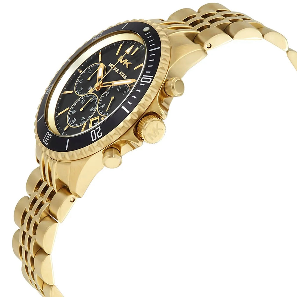 Michael Kors Bayville Chronograph Black Dial Gold Steel Strap Watch For Men - MK8726 Buy Now By Michael Kors