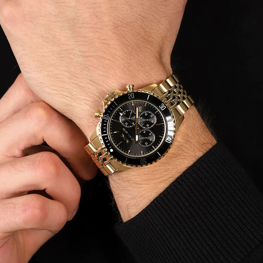 Michael Kors Bayville Chronograph Black Dial Gold Steel Strap Watch For Men - MK8726 Buy Now By Michael Kors