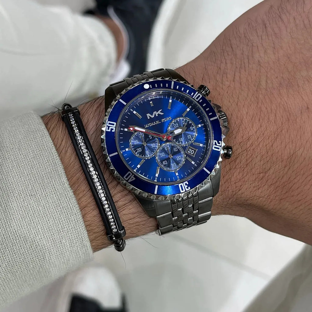 Michael Kors Bayville Chronograph Blue Dial Grey Steel Strap Watch For Men - MK8727 Buy Now By Michael Kors