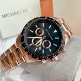 Michael Kors Layton Chronograph Black Dial Rose Gold Steel Strap Watch For Men - MK8824 Buy Now By Michael Kors
