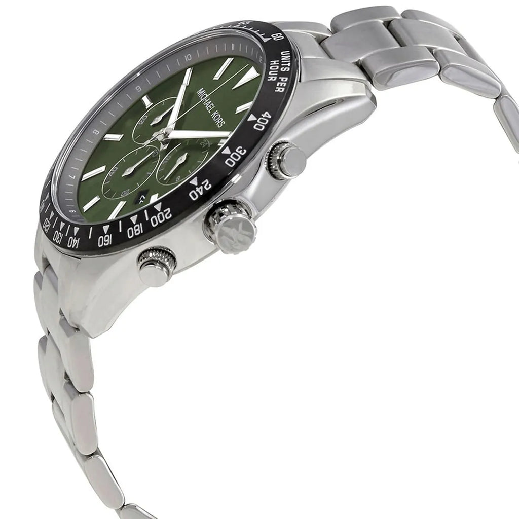Michael Kors Layton Chronograph Green Dial Silver Steel Strap Watch For Men - MK8912 Buy Now By Michael Kors