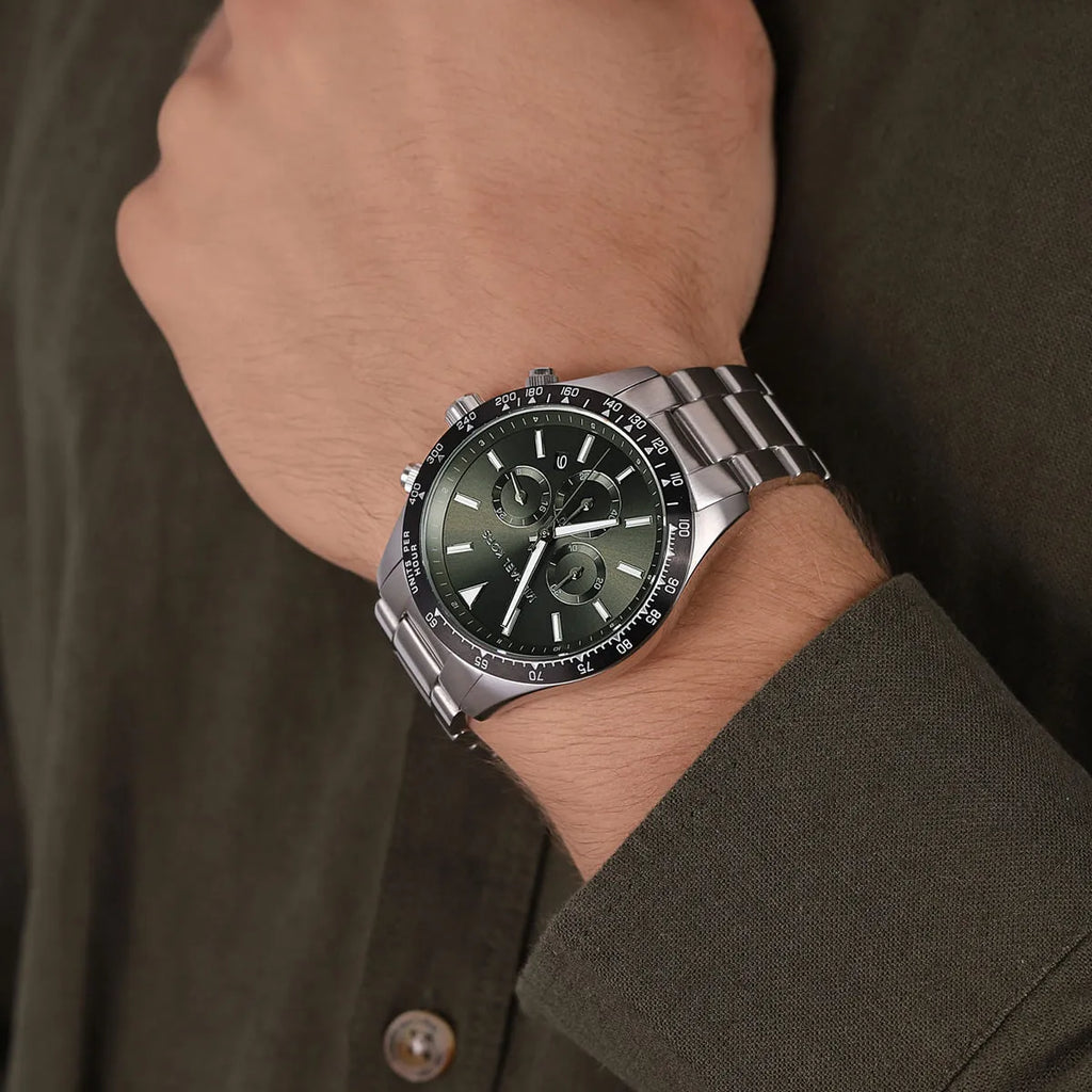 Michael Kors Layton Chronograph Green Dial Silver Steel Strap Watch For Men - MK8912 Buy Now By Michael Kors