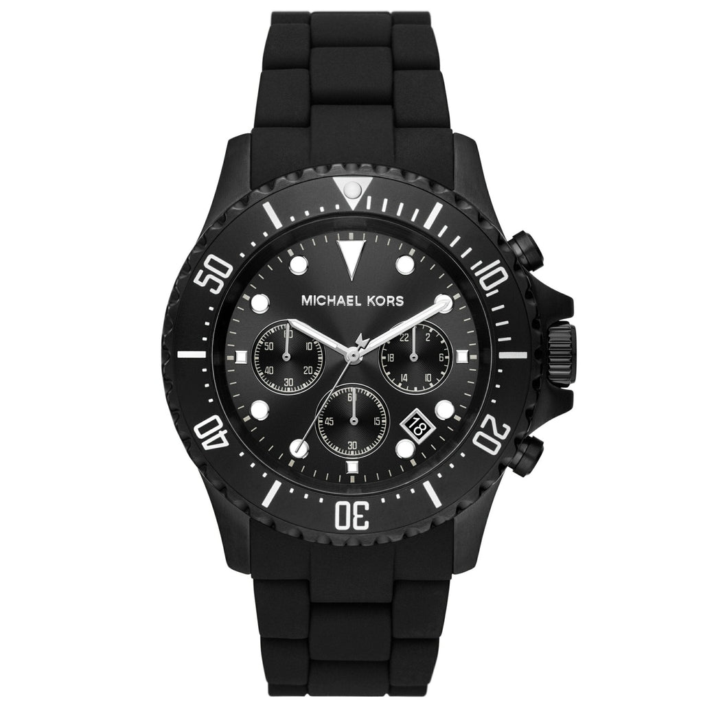 Michael Kors Everest Chronograph Black Dial Black Silicone Strap Watch For Men - MK8980 Buy Now By Michael Kors