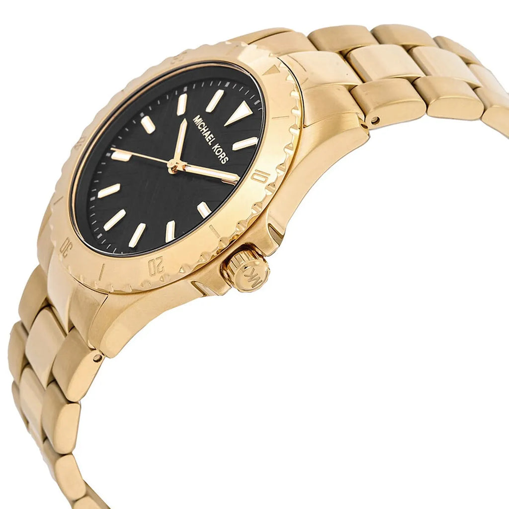 Michael Kors Everest Three-Hand Black Dial Gold Steel Strap Watch For Men - MK9078 Buy Now By Michael Kors
