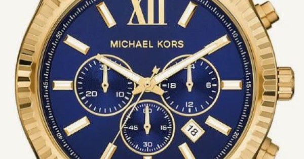 Michael Kors Lexington Chronograph Blue Dial Gold Steel Strap Watch for Men - MK9153 Buy Now By Michael Kors
