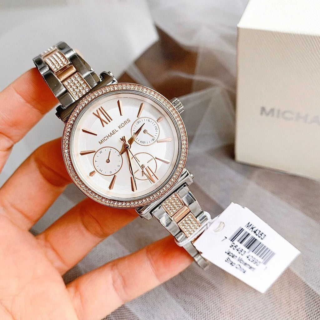 Michael Kors Sofie Chronograph White Dial Two Tone Steel Strap Watch For Women - MK4353 Buy Now By Michael Kors