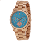 Michael Kors Runway Chronograph Turquoise Dial Rose Gold Steel Strap Watch For Women - MK6164 Buy Now By Michael Kors