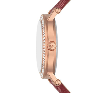 Michael Kors Corey Crystals Red Dial Red Leather Strap Watch for Women - MKO1025 Buy Now By Michael Kors