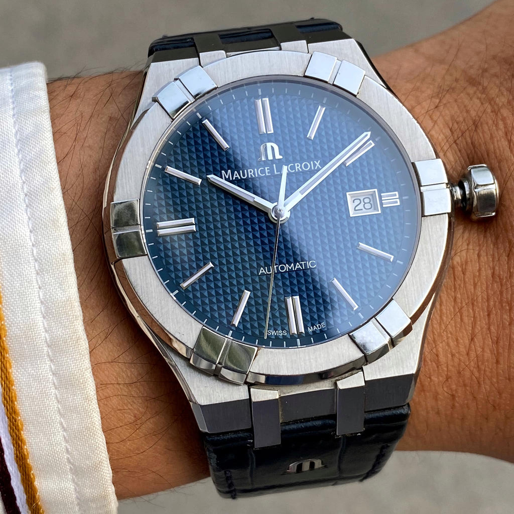 Maurice Lacroix Aikon Automatic Blue Dial Blue Leather Strap Watch For Men - AI6008-ss001-430-1 Buy Now By Maurice Lacroix