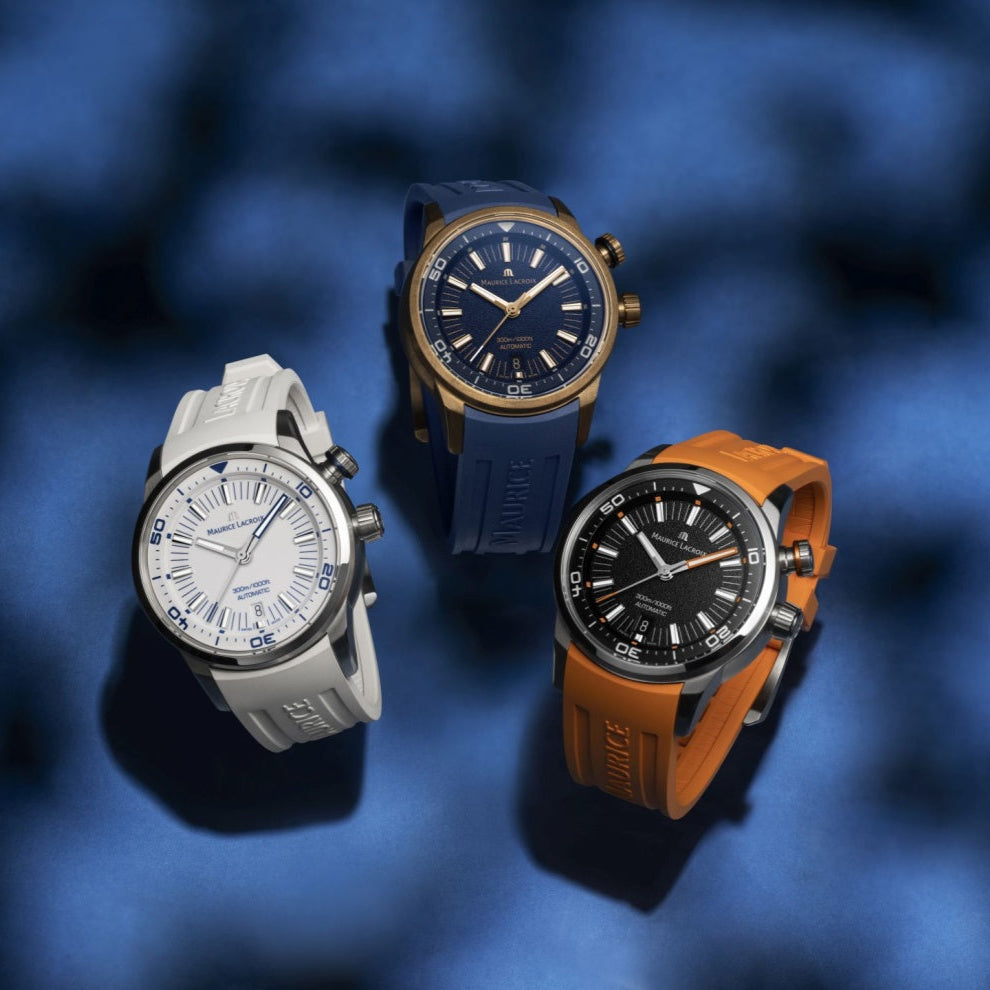 Maurice Lacroix Pontos Divers Limited Edition Blue Dial Blue Leather Strap Watch For Men - PT6248-BRZ0B-430-4 Buy Now By Maurice Lacroix