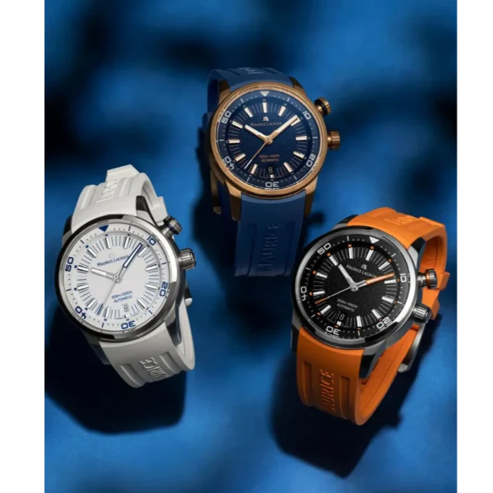 Maurice Lacroix Pontos Divers Limited Edition Blue Dial Blue Leather Strap Watch For Men - PT6248-BRZ0B-430-4 Buy Now By Maurice Lacroix