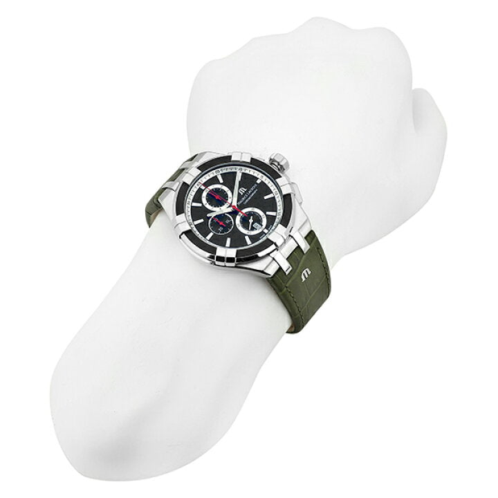 Maurice Lacroix Aikon Chronograph Black Dial Green Leather Strap Watch for Men - AI1018-PVB21-330-1 Buy Now By Maurice Lacroix
