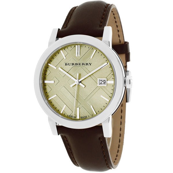 Burberry The City Gold Dial Brown Leather Strap Watch for Men - BU9011 Buy Now By Burberry