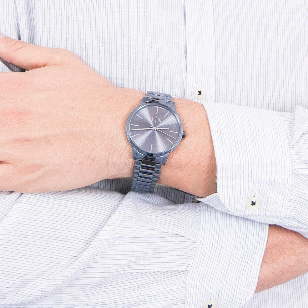 Armani Exchange Cayde Analog Blue Dial Blue Steel Strap Watch For Men - AX2702 Buy Now By Armani Exchange