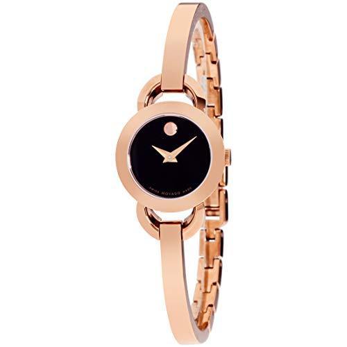 Movado Rondiro 22mm Black Dial Rose Gold Steel Strap Watch For Women - 0607065 Buy Now By Movado