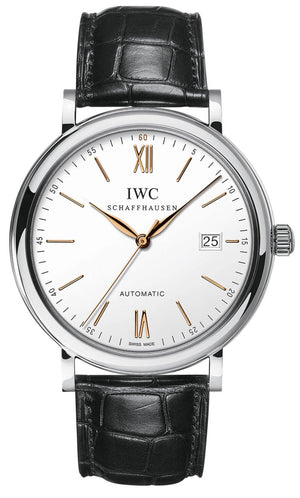 IWC Portofino Automatic White Dial Black Leather Strap Watch for Men - IW356517 Buy Now By IWC