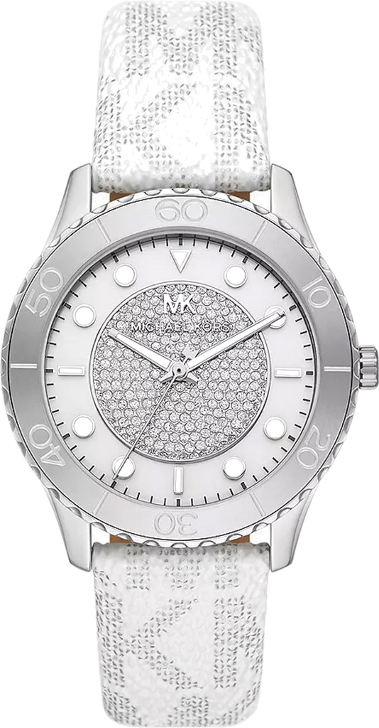 Michael Kors Runway Three Hand White Dial White Leather Strap Watch For Women - MK6998 Buy Now By Michael Kors