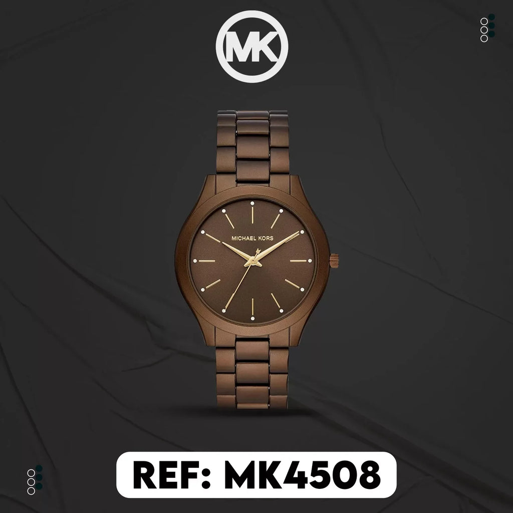 Michael Kors Slim Runway Brown Dial Brown Steel Strap Watch For Women - MK4508 Buy Now By Michael Kors
